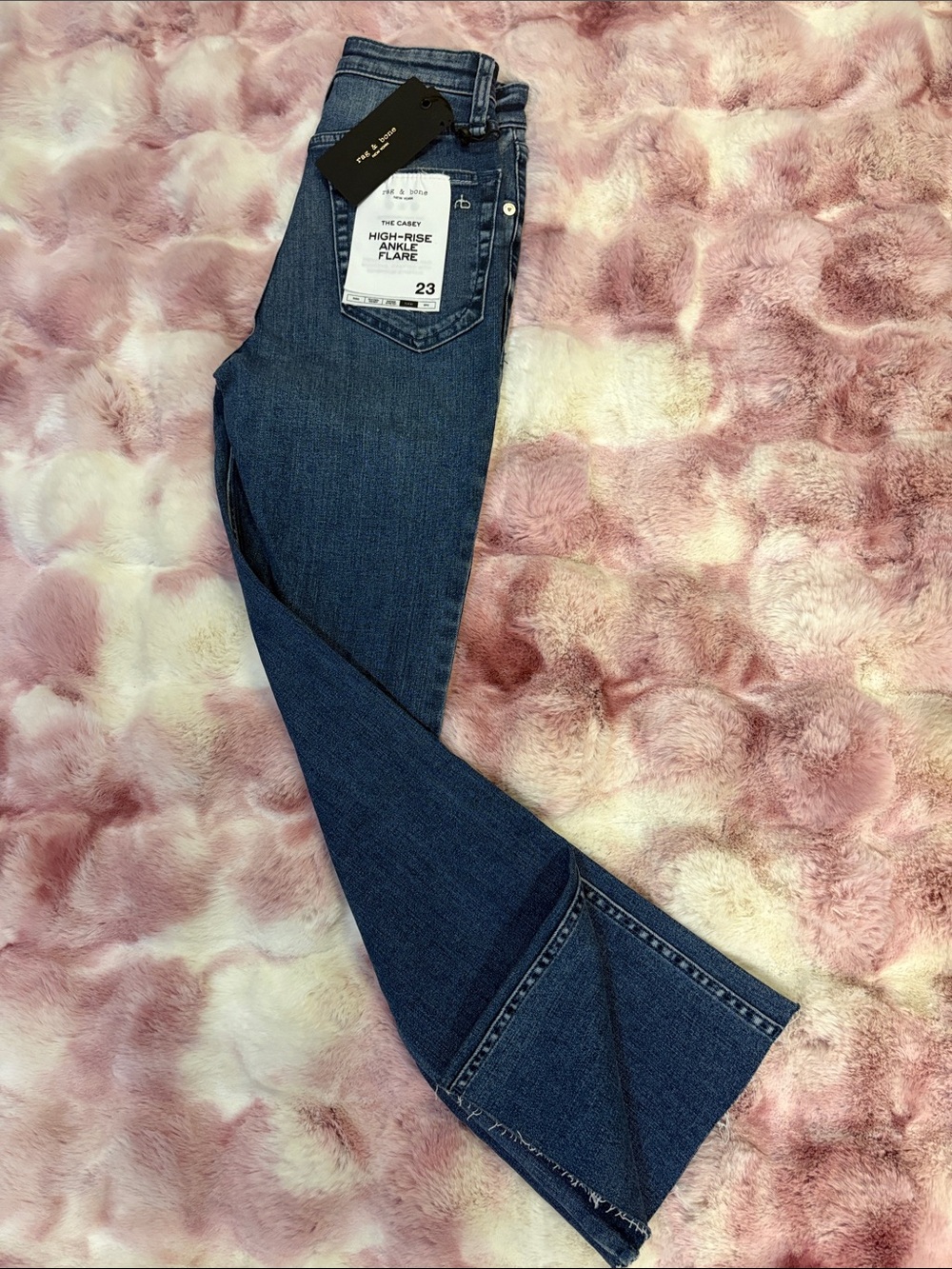 rag & bone Dark Blue High-Rise Flare Jeans